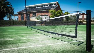 Resurfaced Tennis Court With Net